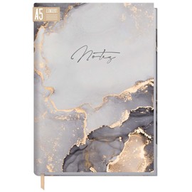 Trendstuff by Häfft Notebook A5 Lined [Grey Marble] 124 Pages, 62 Sheets Ideal as a Diary, Bullet Journal, Idea Book, Writing Book, Sustainable and Climate Friendly