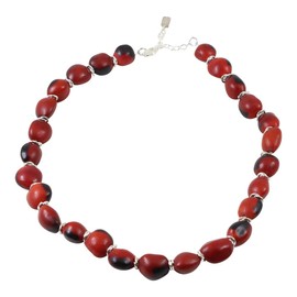 Peruvian Gift Adjustable Necklace for Women 18" - 20" - Symbol of Good Luck Huayruro Red Black Seeds Strand by Evelyn Brooks (N063)