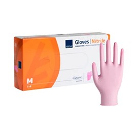 Abena Pink Gloves Nitrile, Size Medium, Pack of 50 Pairs, Multipurpose Latex Free Gloves can be used as Medical gloves, Hair Dye Gloves, Food Safe Gloves and more.