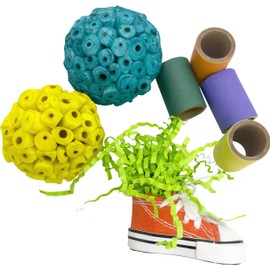 5159 Super Beak Shredder Platter M&M Bird Toys - Brightly Colored Beak and Feet Thrilling Foot Toys, Rainbow Sola Balls, Cardboard Chew Donuts, Super Shreddable Mini Sneakers, Thrilling for Beaks