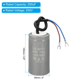 PATIKIL CD60 Running Capacitor, 5 Pcs 200uF 110-250V 2 Wires 50/60Hz Motor Starting Capacitor 100x50mm for Air Compressor Motor Starts Running, Grey