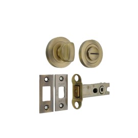 Infinity Decor Matt Antique Thumb Turn and Release with 3” Tubular Deadbolt Bathroom Door Lock Kit – Ideal for Internal Wooden Bedroom Toilet Doors