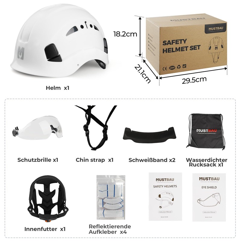 Mustbau Hard Hat Construction Safety Helmet Vented Lightweight Hardhat with