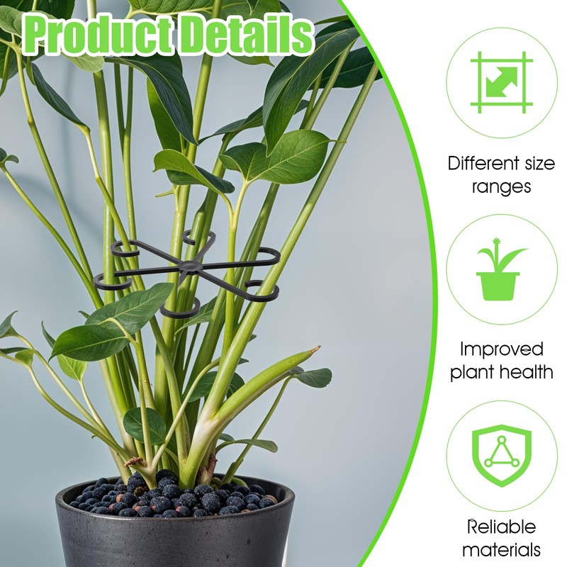 Pack of 4 Plant Holders, Shrub Holders, Black, Reusable Plant