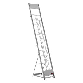 Portable Silver Metal 10 Pocket Brochure Display Rack Floor Standing Magazine Literature Stand Newspaper Catalog HolderNumber of Pockets: 10 Pockets