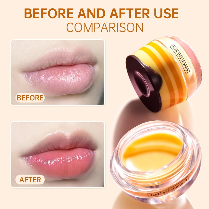 Leogony 3PCS Honey Pot Lip Balm Set, Moisturizing Strawberry Honeybalm