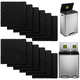 12 Pack Trash Can Odor Filter Refills for Compost Bin, Square Activated Carbon Compost Filters for Countertop Bin, Activated Carbon Filter Charcoal Deodorizer Sheets for Indoor Trash Cans