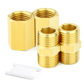 GASHER 4PCS Brass Pipe Fitting, Hex Nipple Brass Hex Coupler, 3/4" x 3/4" BSP Male Thread Pipe, 3/4Inch x 3/4Inch BSP Female Thread Pipe