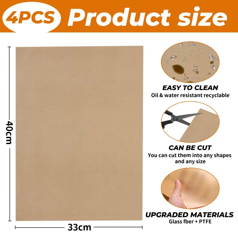 Colorich Pack of 4 33 x 40 cm Baking Paper