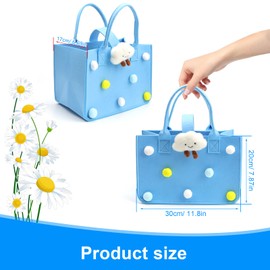 MYLERCT Felt Bag Small, Felt Bags, Blue Felt Bags Shopper, 30 x 20 x 18 cm, with Carry Handle, Shopping Bag Felt, for Everyday Storage, Shopping, Gift