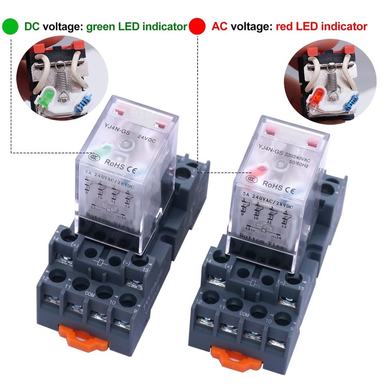 Taiss/AC 24V LED Indicator Electromagnetic Coil Relay 14 Pins 10A