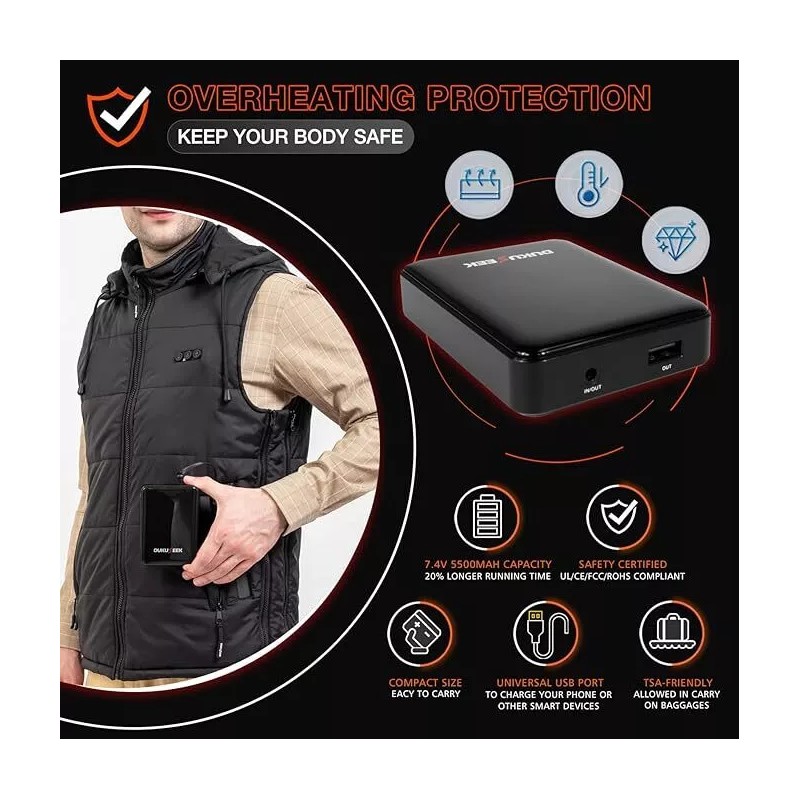 DUKUSEEK Heated Vest for Hunting Size Adjustable Heating Vest with