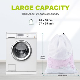 OTraki Mesh Laundry Bags 2 Pack 27 x 35 inch Drawstring Laundry Bags Mesh Wash Bags for Delicates Heavy Duty Dirty Clothes Washing Net Bag for Travel Dorm College Apartment Cloths Toys Storage