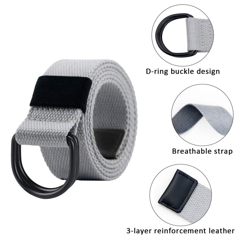 Alphyly Neries Canvas Belt, Cloth Belt Double D-ring Belt, Canvas