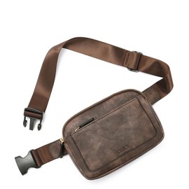 CLUCI Belt Bag for Women, Mini Everywhere Crossbody Waist Bag Adjustable Strap, Vegan Leather Women's Fanny Pack - Color: Coffee