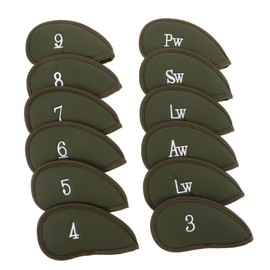 KICHOUSE 12pcs Golf Club Head Covers Set Thick PU Leather Protective Sleeve for Drivers Putter Reusable Golf Club Protectors for Golfers Secure Snug Fit
