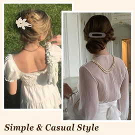 CURASA Flat Hair Clips for Women 8pcs Flat Claw Clips 2 Styles Matte Claw Clips for Thick Thin Hair Flower Clips for Hair French Barrette Lay Flat Hair Accessories for Women Girls