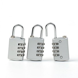Number Lock 4-Digit Combination Lock (3-Piece, Silver) Luggage Lock