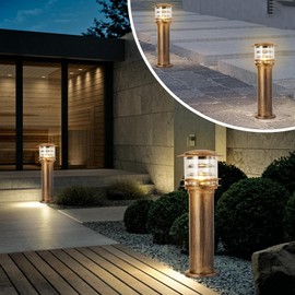 SLAWA Outdoor Post Caps Lights Aluminum Landscape Pathway Lamps With Acrylic Shade Waterproof Column Pillar Lamps Fence Deck Bollard Lighting Cylinder Lawn Floor Lamp For Patio Yard Porch Post Lantern