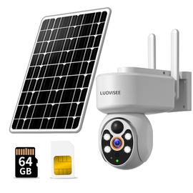 4G Cellular Security Camera Wireless Outdoor,Solar No WiFi Security Camera Includes 64GB Memory Card & SIM Card,6W Solar Cameras 360°PTZ,Motion Alerts,Auto Human Tracking,2K Color Night Vision