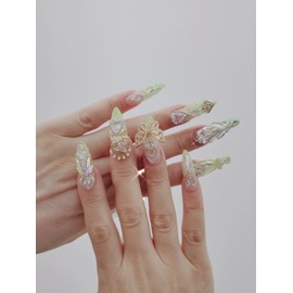  Lemon Premium Art Handmade Nail Tips ✨ - Long Oval /  레몬프리미엄아트 수제네일팁 ✨ - 롱오발