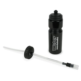 Weber #Werkeholics Water Bottle with Hose, 750 ml, with Drinking Tube and Screw Cap, Bicycle Motorcycle Drinking System, Black Sports Bottle, Plastic Bottle