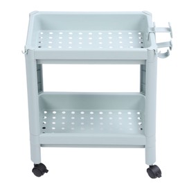 Bathroom Floor Storage Shelf Bathroom Storage Open Shelf Unit Freestanding Corner Rack Shelves Storage Rack Nordic Blue 2 Tier (with Wheels)