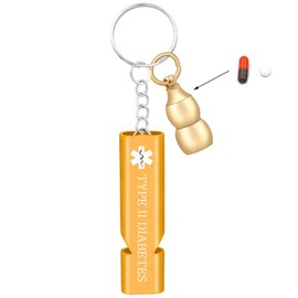 Vivaday pocket safety whistle custom medical ID keychain | mini capsule with contact info | easy to carry | for backpacking and daily use YA6000