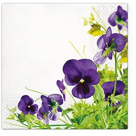 Servietten Blumen 20 Napkins Pansies in the Flower Meadow | Flowers | Leaves | Garden | Border | Floral | Flower Motif | Spring | Summer | Table Decoration 33 x 33 cm