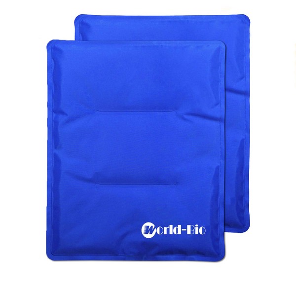 WORLD-BIO Large Flexible Hip Ice Pack 2 packs for Injuries, Hot & Cold Therapy Pad for Shoulder, Back, Knee, Leg, Thigh, Soothing Pain from Bruises & Sprains, Muscle Aches, Stiff Joint, 11" x 14" Blue