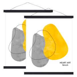 HEART ART Magnetic Poster Hanger Frame,16x20,16x24,16x22 Poster Frame Wood Wooden Magnet Hanging Kit for Walls Map Canvas Artwork (Black,2 Pack)