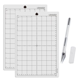 Nurila 2 Stück StandardGrip Silhouette Schneidematte, 12x8 Zoll Schneidematte Plotter Kommt mit Silbernem Tranchiermesser, Transparent Schneideplotter für Werbung, Schilderbau, Werkbankunterlage