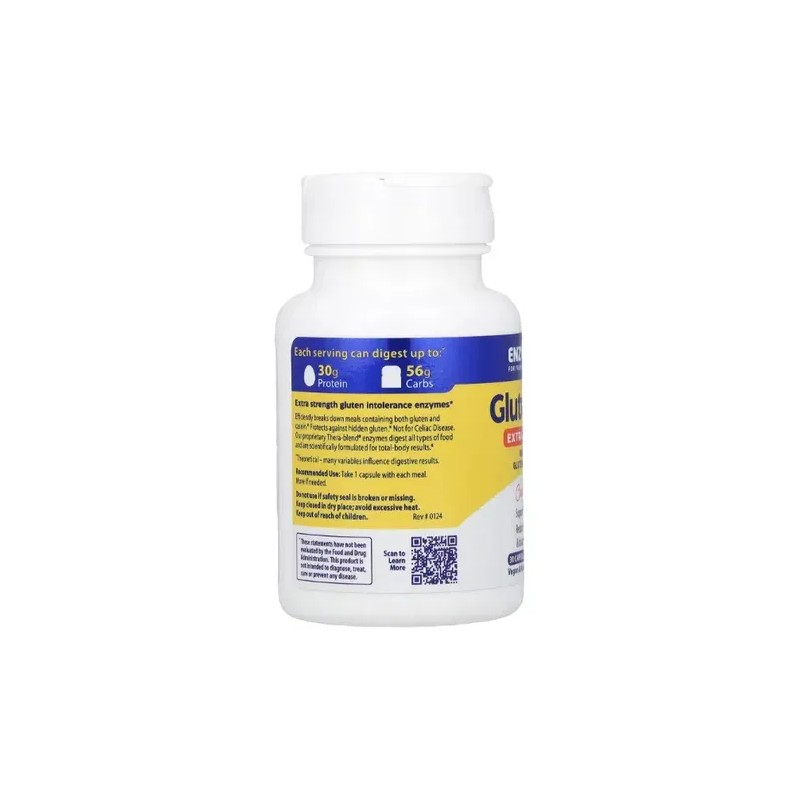 Enzima Glutenease Extra Strength, Enzymedica,30 Cápsulas Sabor Sin Sabor