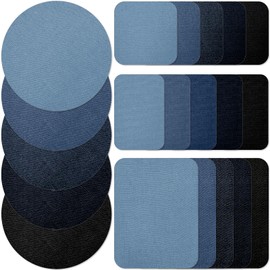 TEAONE Jean Patches, 20 PCS Sewing Repair Patches for Mending and Decoration (5 Colors, 4 Sizes)