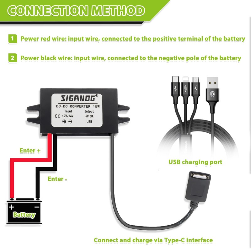 SIGANDG 12V/24V to 5V USB Converter Buck Module, Direct Current