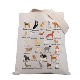 PLITI Dog Lover Tote Bag Types Of Dogs Gift Dog Alphabet Gift A To Z Dog Breeds Canvas Shoulder Bag For Dog Owner Dog Mom (dog alphabet TGU)