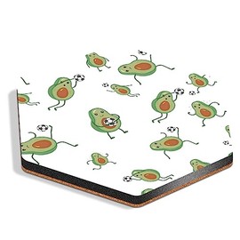 1 x Hexagon Coaster - Cute Avodaco Football Pattern Sport Cork Backed MDF Glossy Tea Coffee Accessory #52752