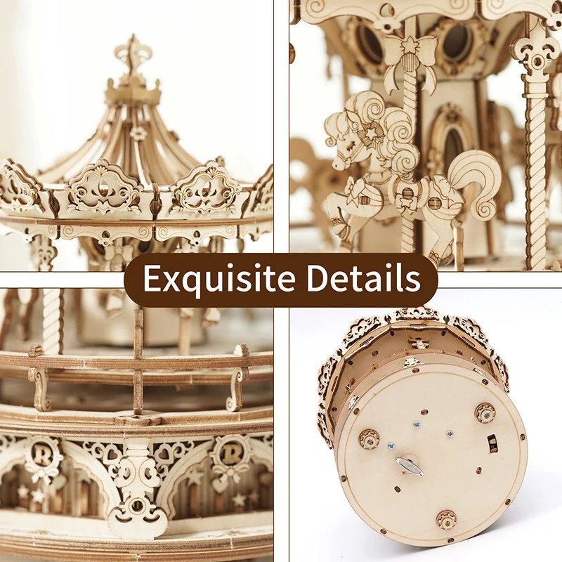 Robotime DIY Handmade Assembled Toys AMK62 Romantic Carousel Music Box