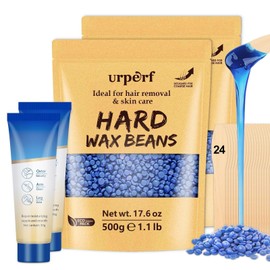 Hard Wax Beads, Coarse Hair Formula Wax Beans for Hair Removal Sensitive Skin, For Body, Facial, Brazilian Bikini, Legs at Home Wax Refill for Women Men,2.2 lb & 60g Care Cream & 24 Applicator Sticks