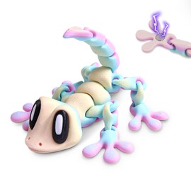 Yaozyety 3D Printed Articulated Lizard, Flexible Dynamic Animals Toys, Full Articulated Toy with Magnets, Adults Fidget Toys for Autism ADHD, Home Office Decor, Festival Gifts (Colorful)