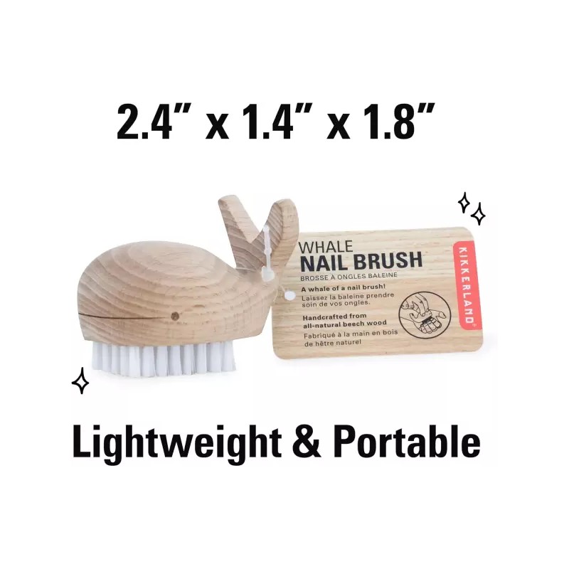 Kickerland 킥커랜드 수공예 다목적 비치우드 고래 스크럽 브러시 - 매니큐어