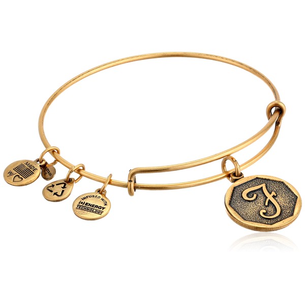 Alex and Ani Rafaelian Gold-Tone Initial "F" Expandable Wire Bangle