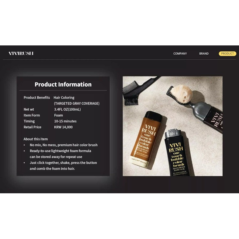 VIVIRUSH One Touch Bubble Color Brush Hair Dye (Light Brown)