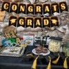 YQUQWN, Black and Gold Congrats Grad Banner - No DIY,
