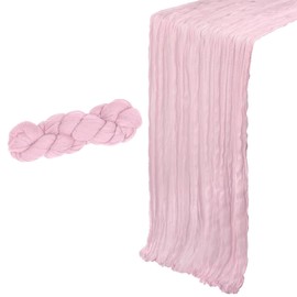Cheesecloth Table Runner, Pink Table Runner for Weddings & Events, 90x300cm Light Pink Cheesecloth, Boho Tablecloth for Party Decorations & Home Styling