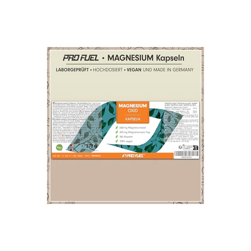 Magnesium Capsules 365 x 668 mg Magnesium Oxide, 400 mg