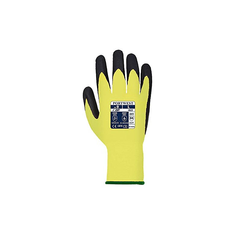 Portwest A625Y8RM Vis-Tex5 Cut Resistant Glove, Regular, Size: Medium, Yellow