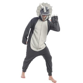 Lifeye Adult Triceratops Pajamas Animal Cosplay Costume (X-Large, Gray)