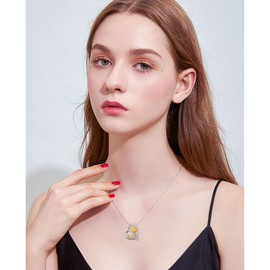 HOOHWE Necklace for Mother 925 Sterling Silver Sunflower Necklace for Mum Heart Necklaces with Pendant Jewellery for Mum, Sterling Silver