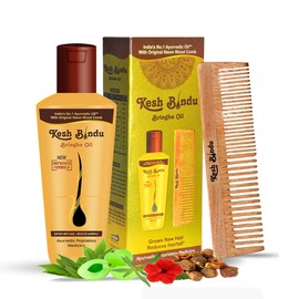 KESHBINDU Bringha Herbal Hair oil With Neem Wooden Comb (Pack of 1)
